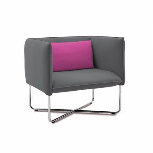 Groove sofa with pink pillow