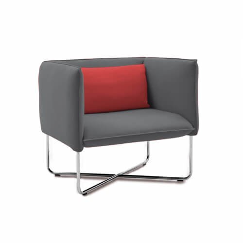 Groove sofa with red pillow