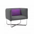 Groove sofa with purple pillow